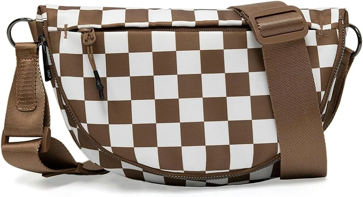 Checkered Crossbody Bags Women Bum Bag Cute Cross Body Sling Backpack Hobo Satchels Shoulder Sport Wallet Purses 2025