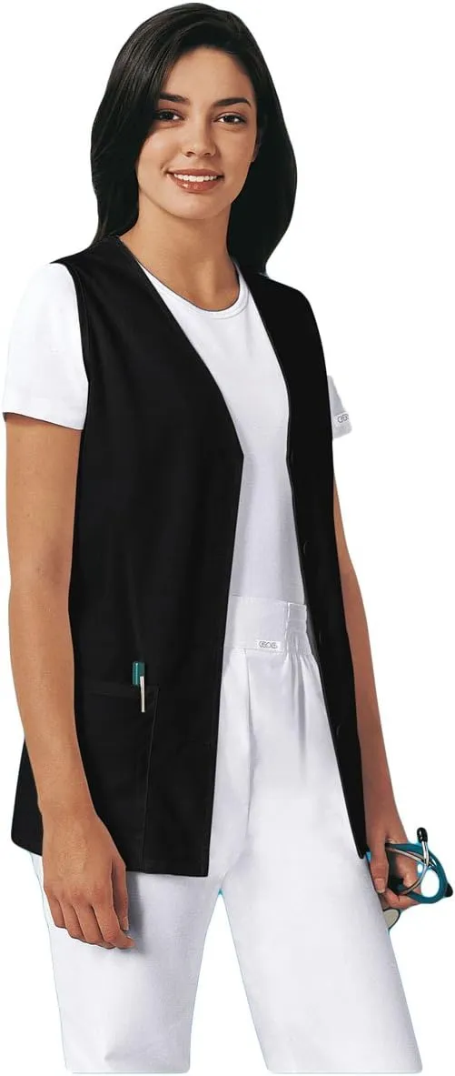 Cherokee Women's Scrub Vest Coat Modern Vest with Button Front & 2 Pockets- 1602