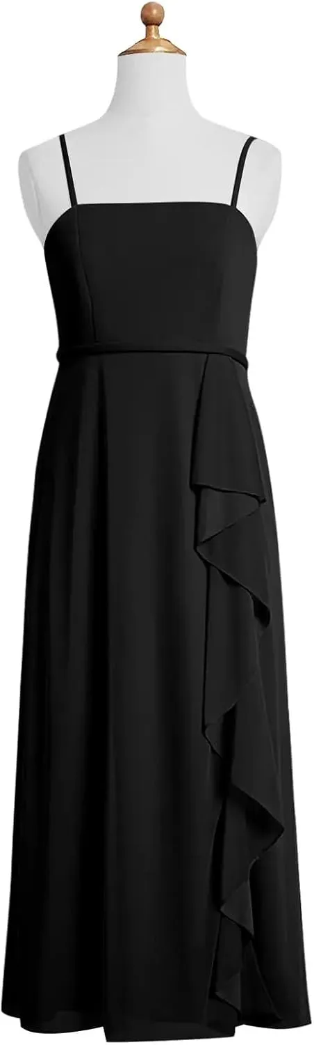 Chiffon Juniors Bridesmaid Dresses with Slits Spaghetti Straps Flower Girl Dresses Wedding Party Dress UJR002