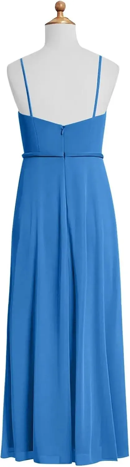 Chiffon Juniors Bridesmaid Dresses with Slits Spaghetti Straps Flower Girl Dresses Wedding Party Dress UJR002