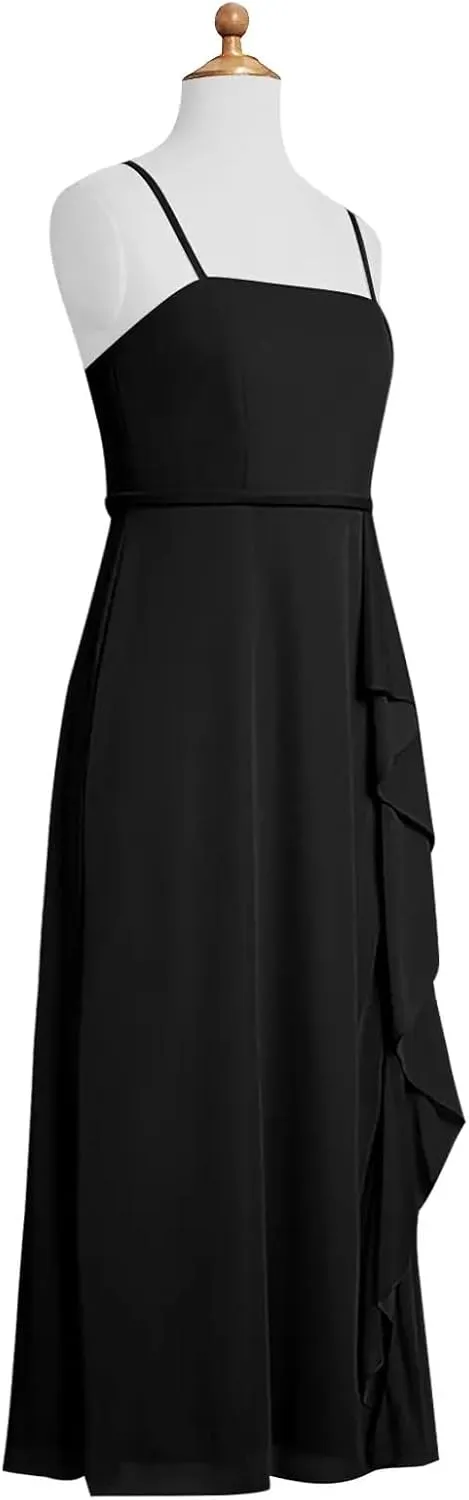 Chiffon Juniors Bridesmaid Dresses with Slits Spaghetti Straps Flower Girl Dresses Wedding Party Dress UJR002