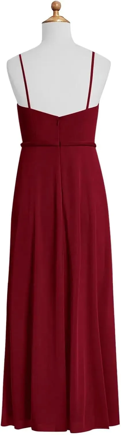 Chiffon Juniors Bridesmaid Dresses with Slits Spaghetti Straps Flower Girl Dresses Wedding Party Dress UJR002