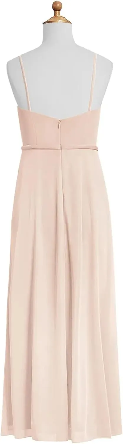 Chiffon Juniors Bridesmaid Dresses with Slits Spaghetti Straps Flower Girl Dresses Wedding Party Dress UJR002