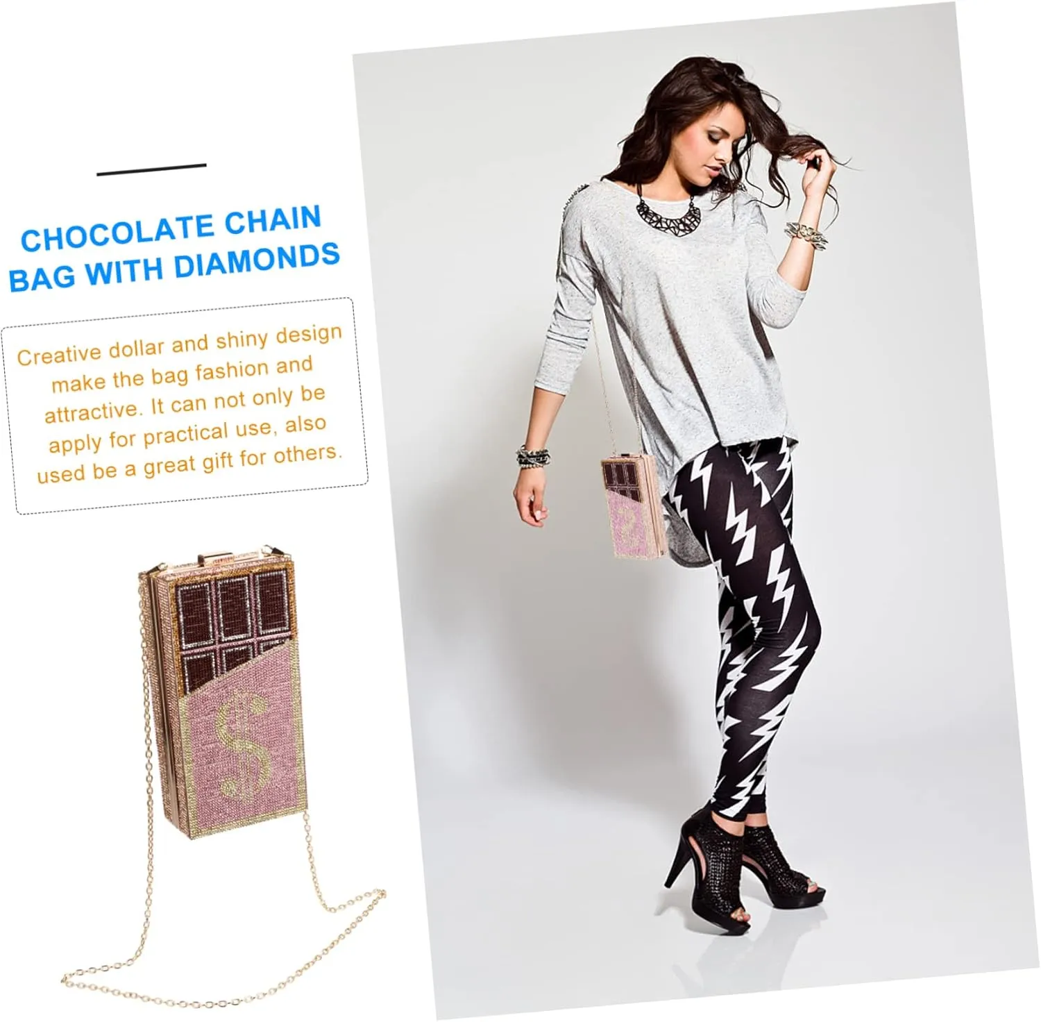 Chocolate Dollar Packet womens evening bag rhinestone clutch purses for women tiny crossbody bags for