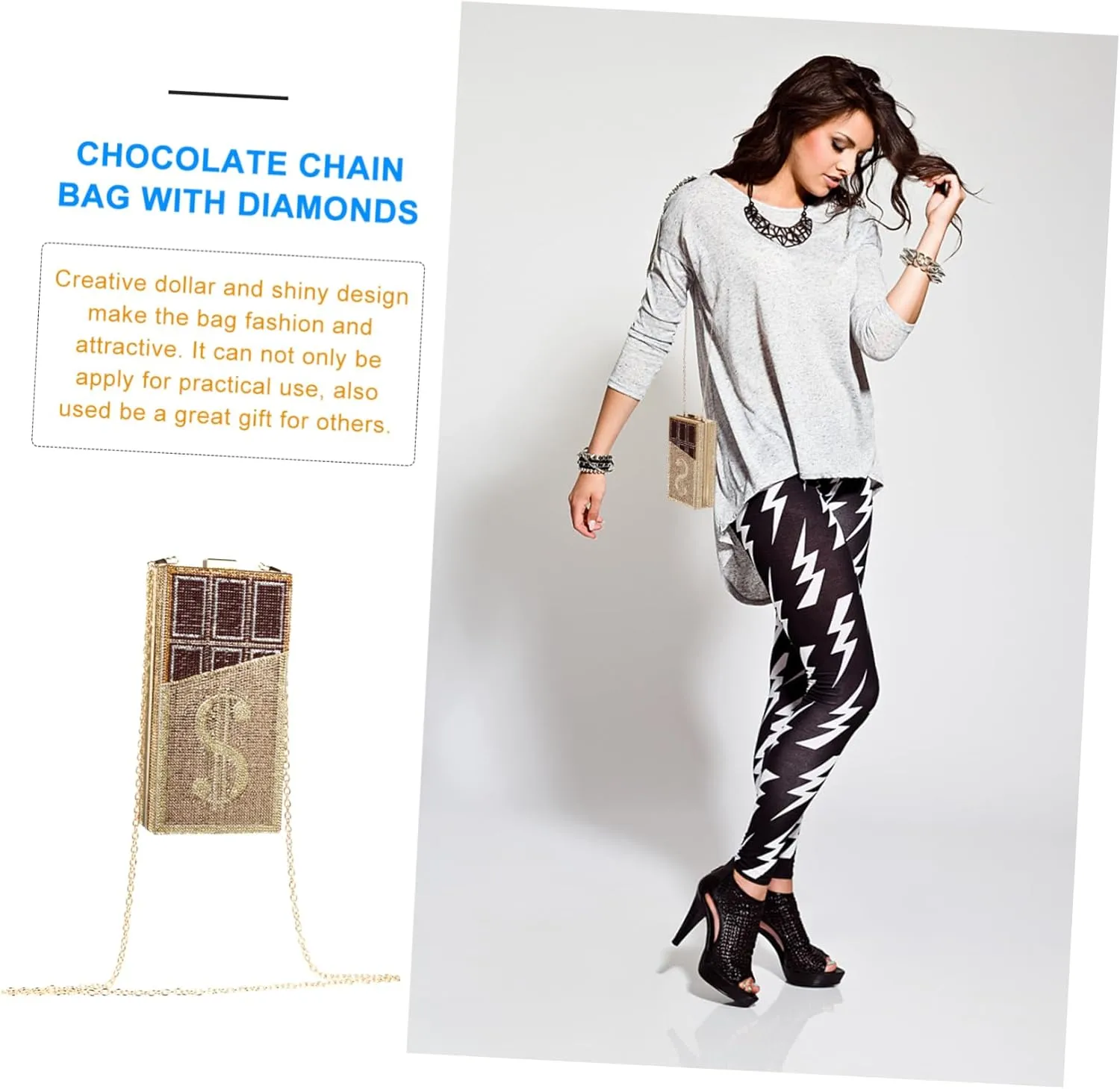 Chocolate Dollar Packet womens evening bag rhinestone clutch purses for women tiny crossbody bags for