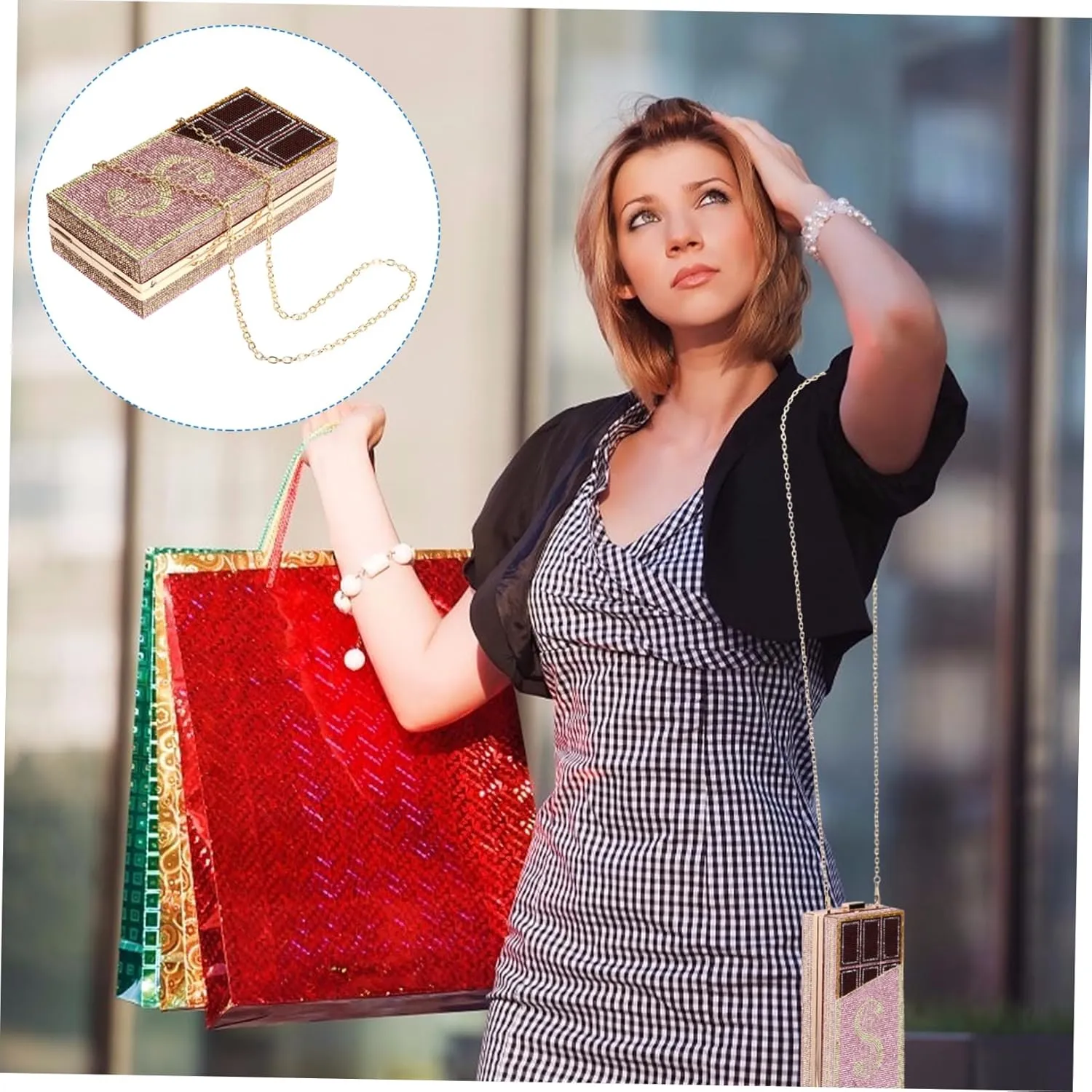 Chocolate Dollar Packet womens evening bag rhinestone clutch purses for women tiny crossbody bags for