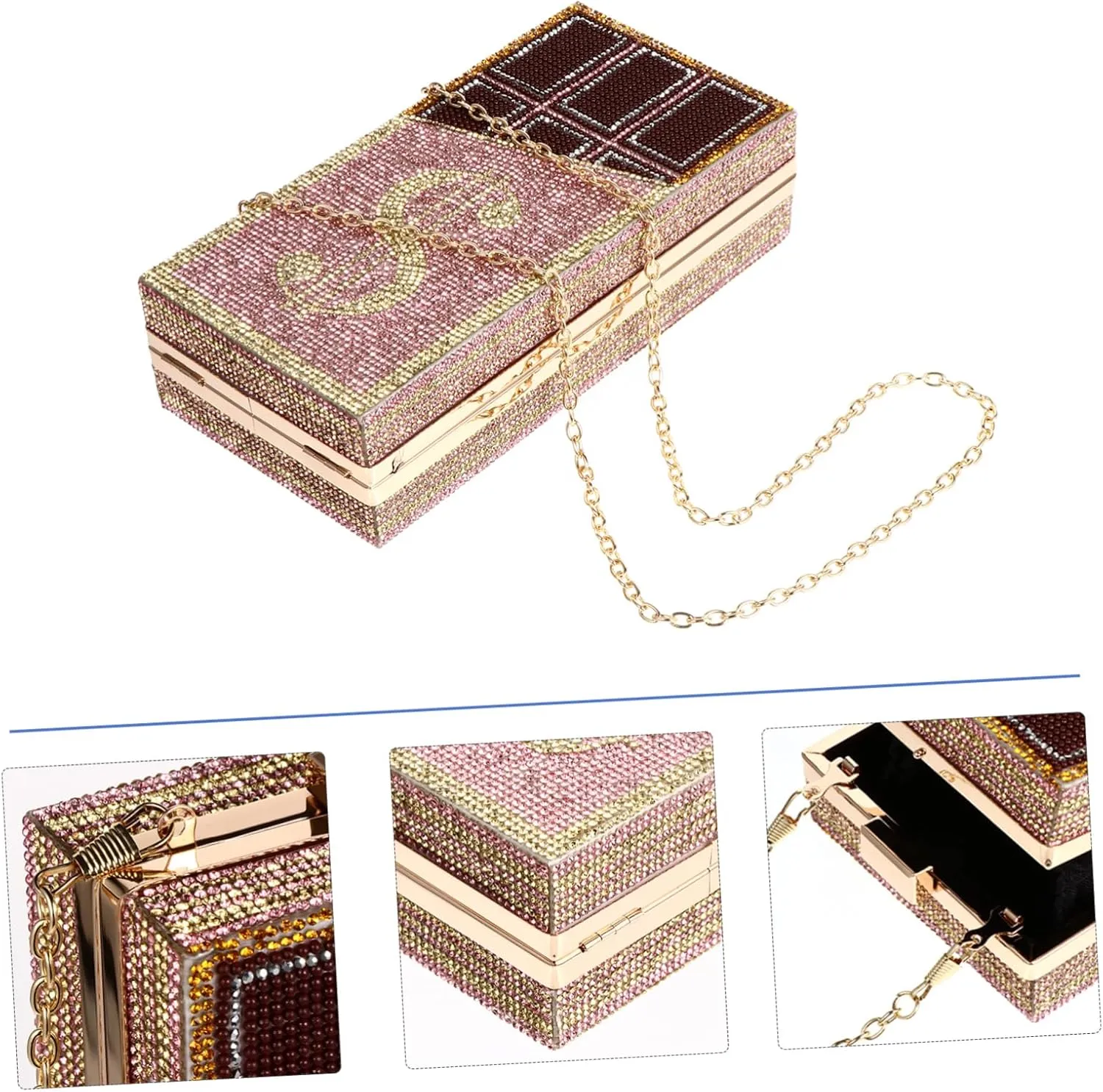 Chocolate Dollar Packet womens evening bag rhinestone clutch purses for women tiny crossbody bags for