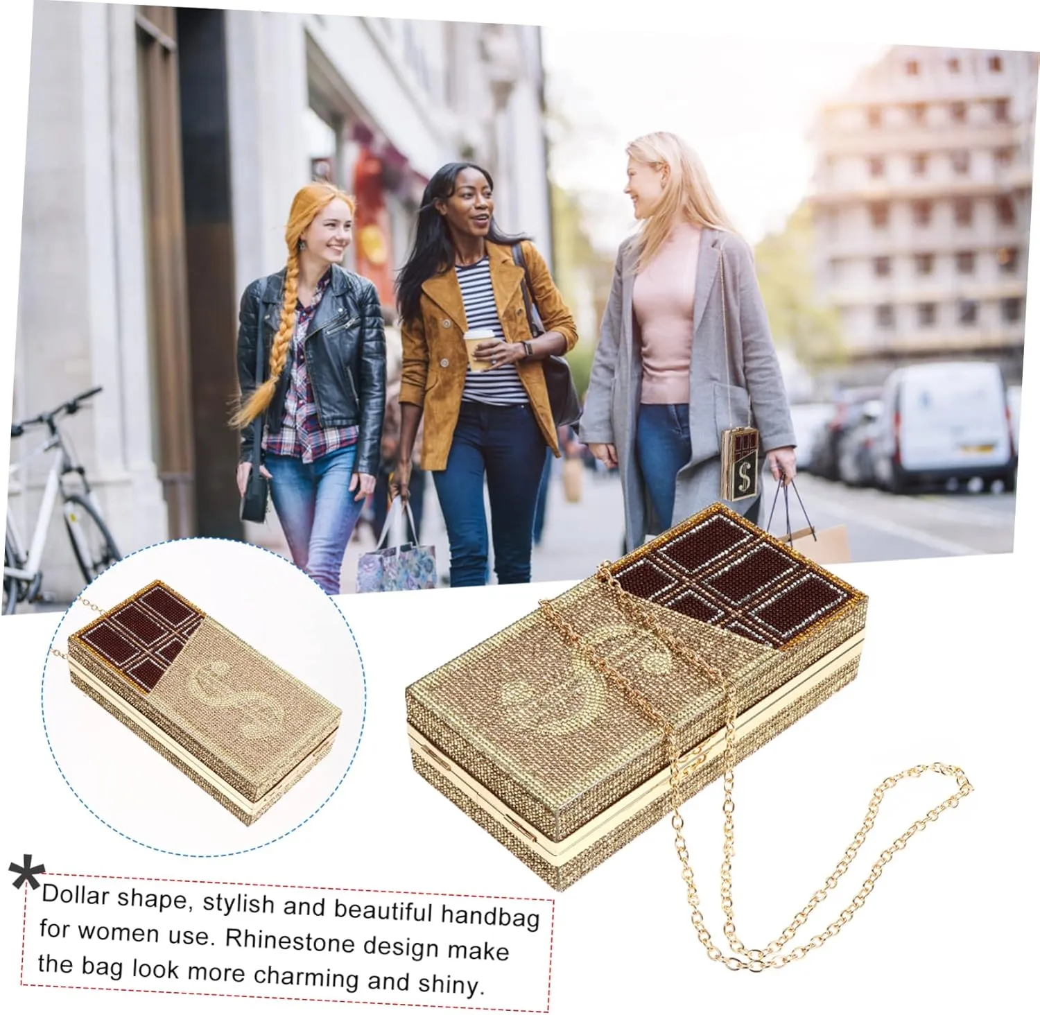 Chocolate Dollar Packet womens evening bag rhinestone clutch purses for women tiny crossbody bags for