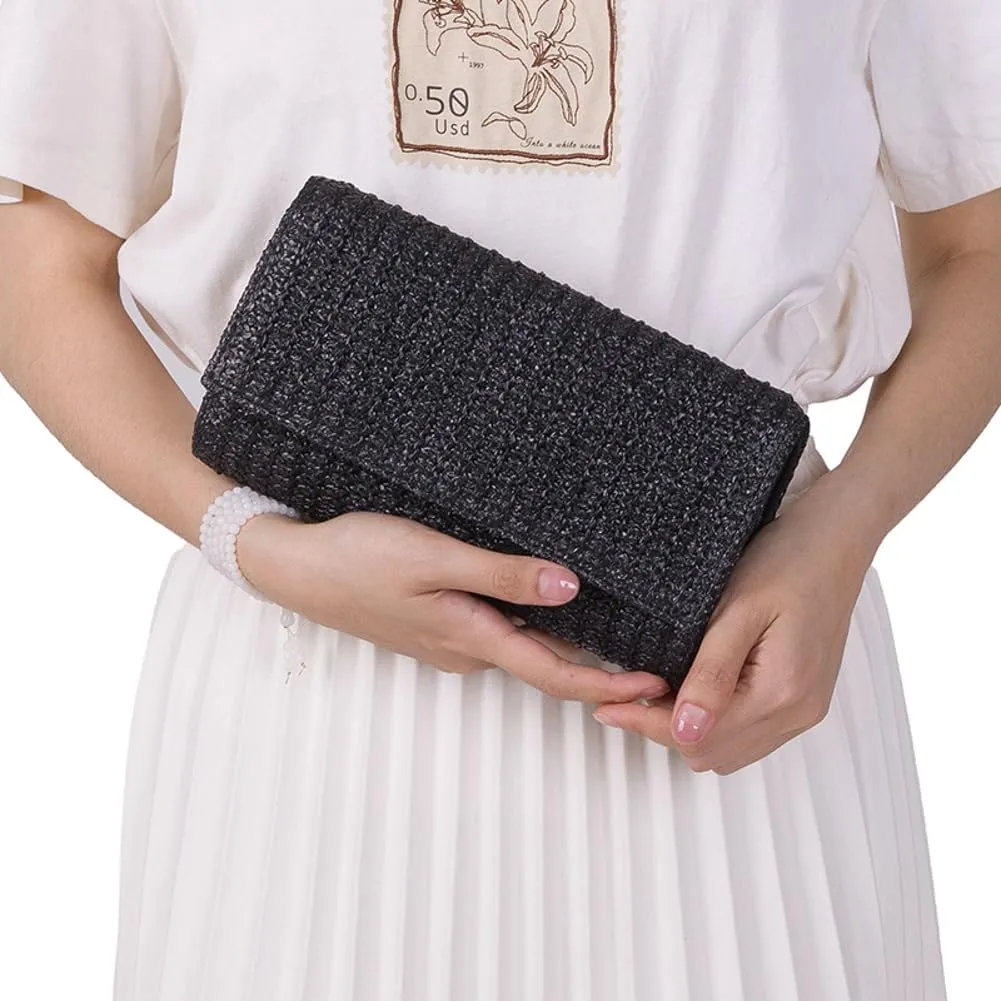 Clutch Bag Straw Beach Bags For Women Rattan Evening Purse Summer Straw Crossbody Woven Raffia Purse Shoulder Handbag 2025