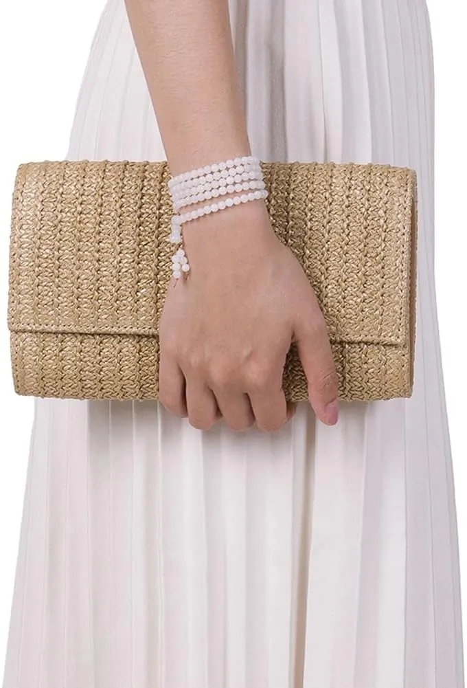 Clutch Bag Straw Beach Bags For Women Rattan Evening Purse Summer Straw Crossbody Woven Raffia Purse Shoulder Handbag 2025