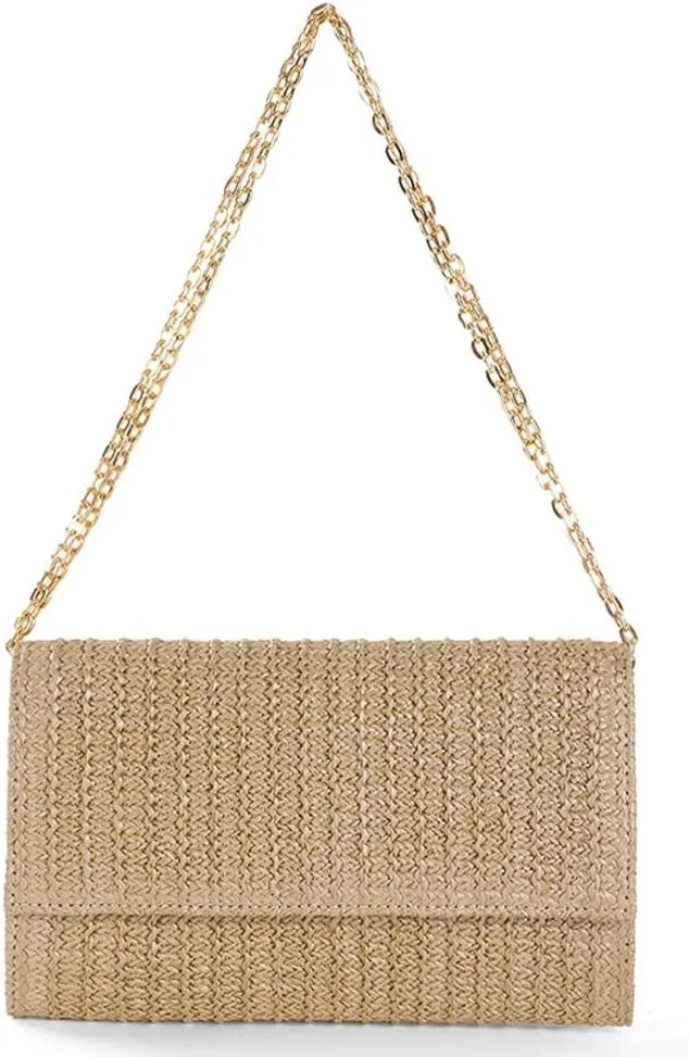 Clutch Bag Straw Beach Bags For Women Rattan Evening Purse Summer Straw Crossbody Woven Raffia Purse Shoulder Handbag 2025