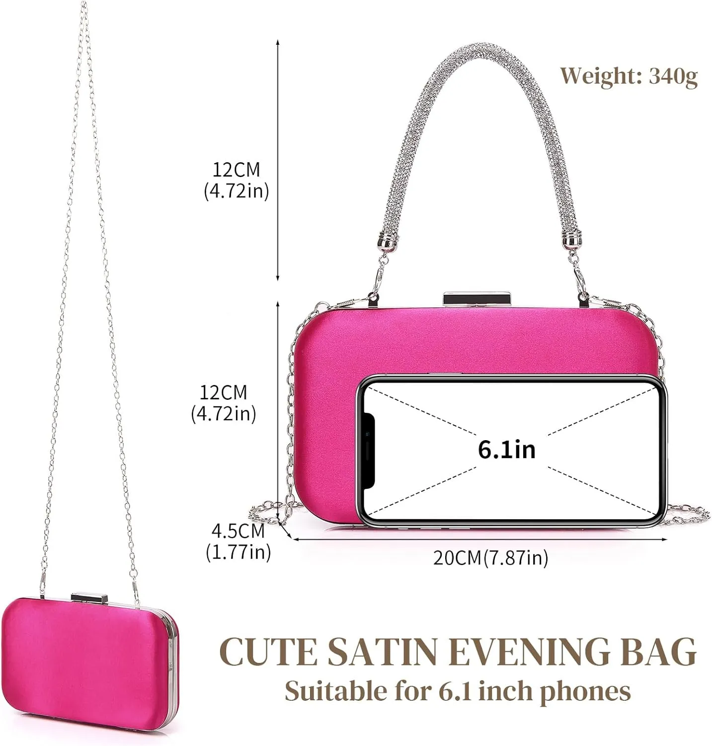 Comeon Women Evening Clutch Bag Silk Satin Party Handbags Bridal Wedding Purses Formal Clutch Elegant Cocktail Crossbody Bags