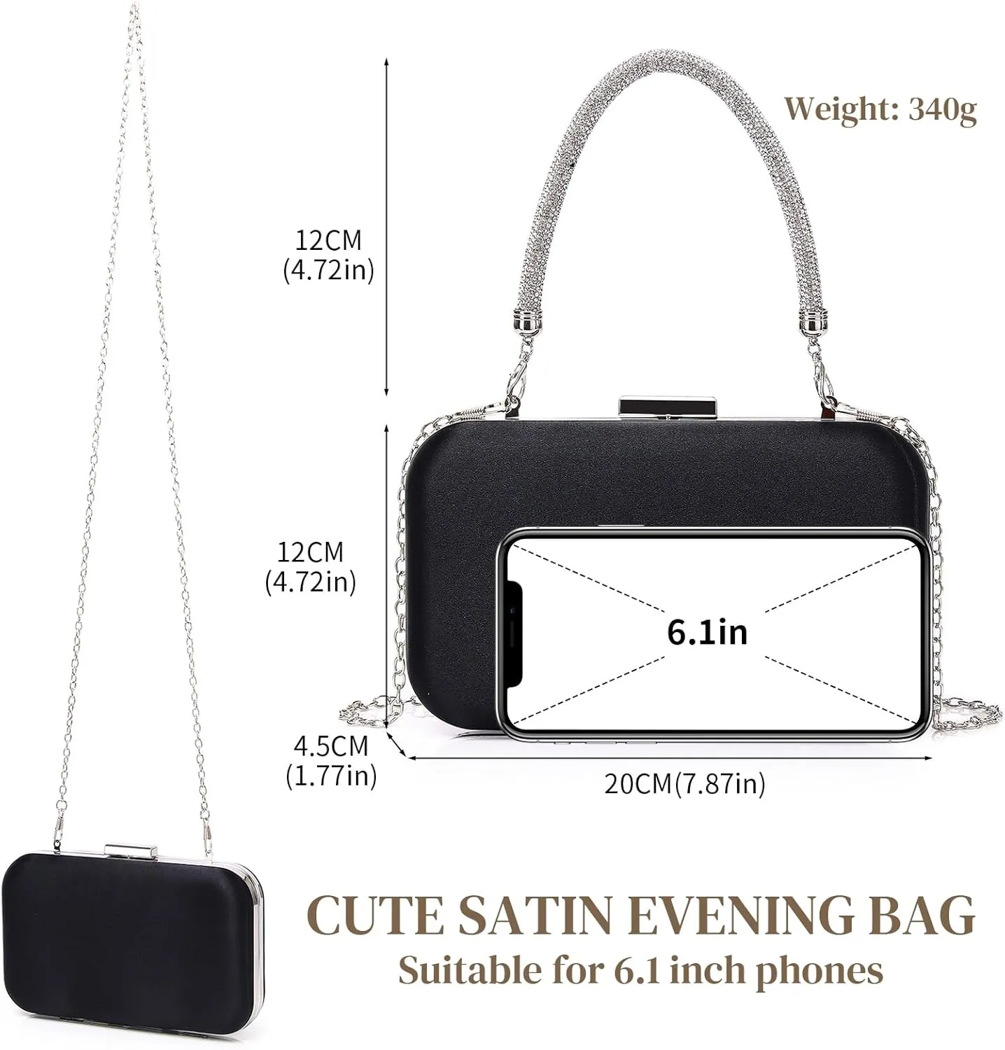Comeon Women Evening Clutch Bag Silk Satin Party Handbags Bridal Wedding Purses Formal Clutch Elegant Cocktail Crossbody Bags