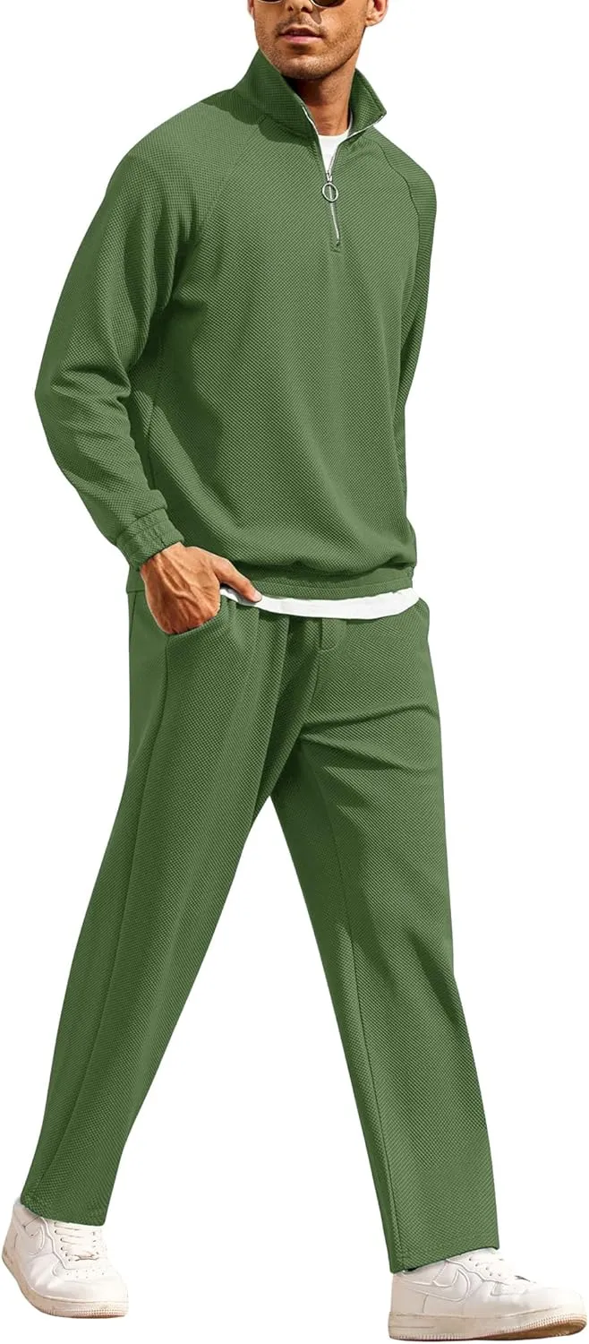 COOFANDY Men's Tracksuit 2 Piece Relaxed Fit Half-zip Sweatsuits Athletic Running Jogging Suit Sets