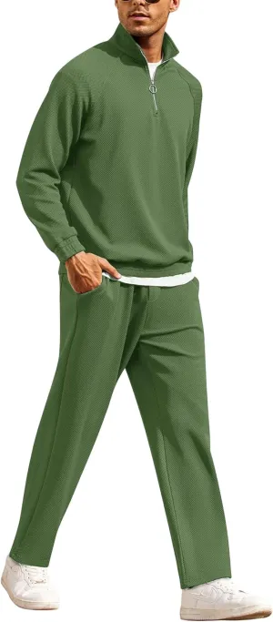 COOFANDY Men's Tracksuit 2 Piece Relaxed Fit Half-zip Sweatsuits Athletic Running Jogging Suit Sets