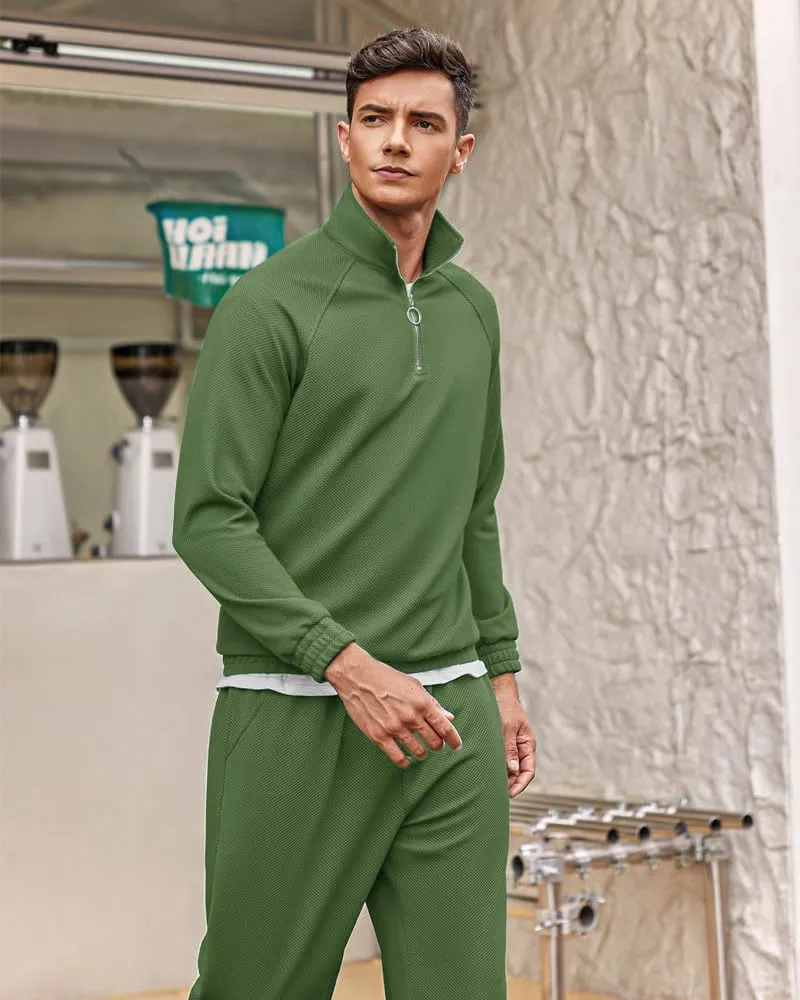 COOFANDY Men's Tracksuit 2 Piece Relaxed Fit Half-zip Sweatsuits Athletic Running Jogging Suit Sets
