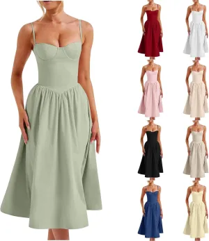 Corset Dress for Women Formal Midi Cocktail Sexy Club Spaghetti Strap Dress Slim Fit Ladies Tea Party Dresses