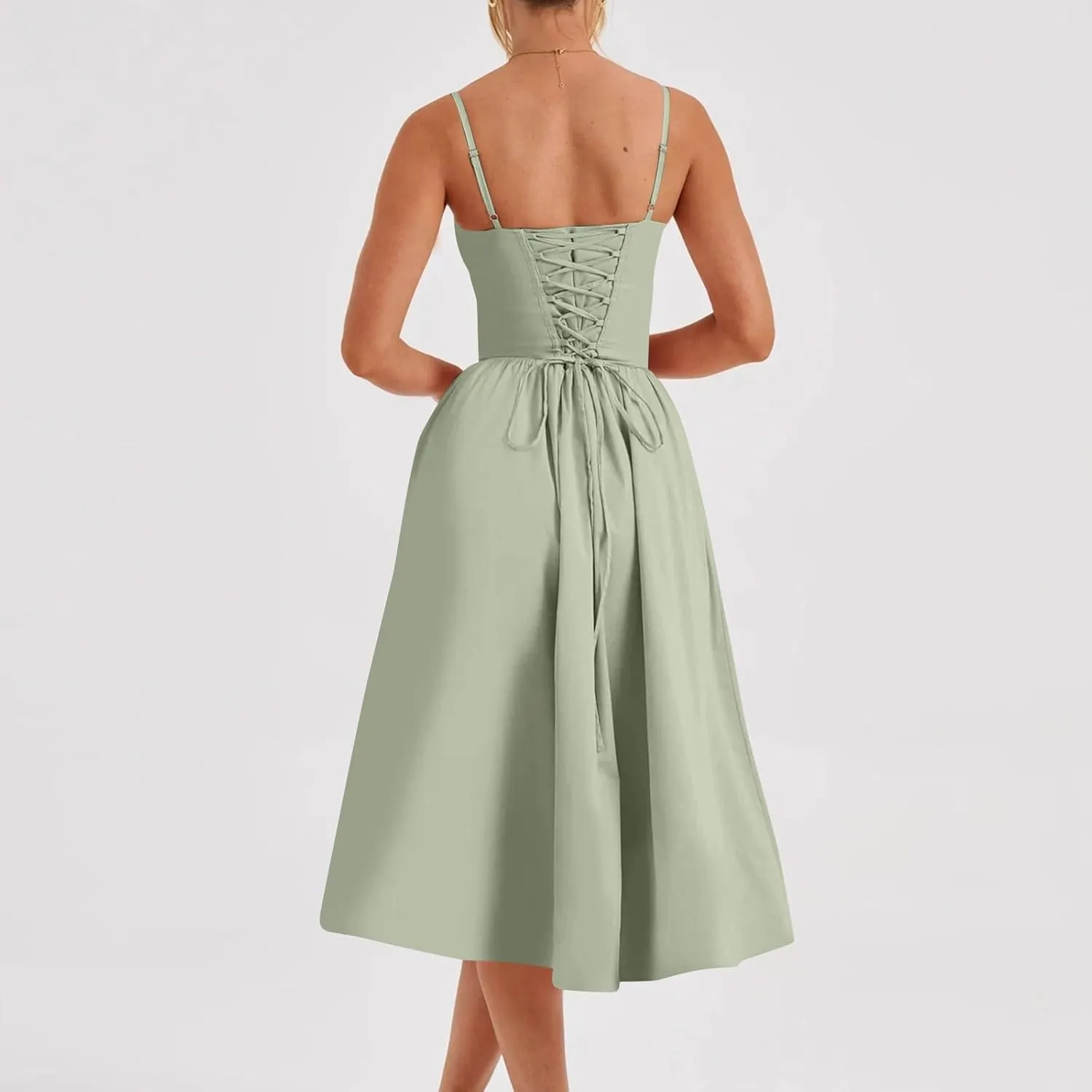 Corset Dress for Women Formal Midi Cocktail Sexy Club Spaghetti Strap Dress Slim Fit Ladies Tea Party Dresses