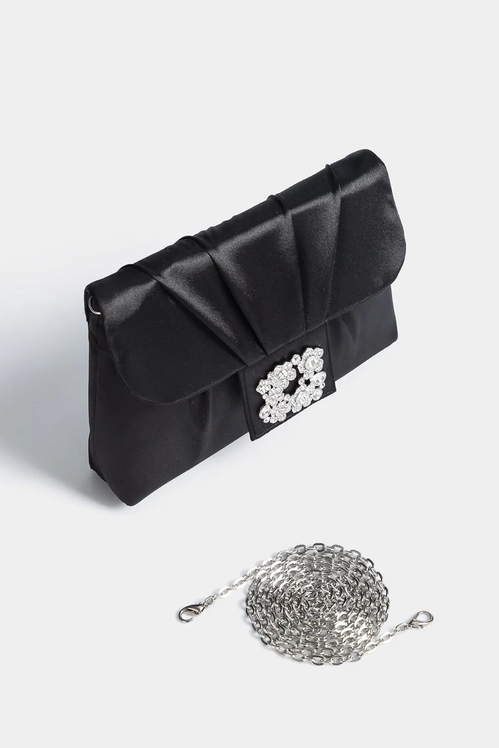Coucoland Clutch Purses for Women - Satin Evening Bag Pleated Crossbody Bags Rhinestone Embellished Handbag for Wedding Party