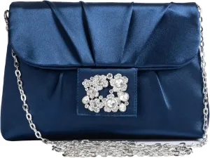 Coucoland Clutch Purses for Women - Satin Evening Bag Pleated Crossbody Bags Rhinestone Embellished Handbag for Wedding Party