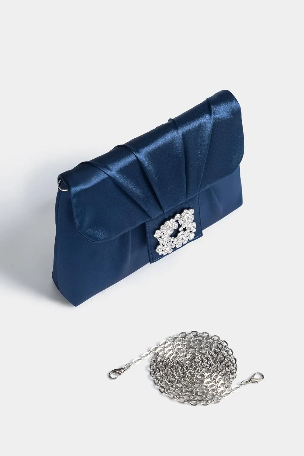 Coucoland Clutch Purses for Women - Satin Evening Bag Pleated Crossbody Bags Rhinestone Embellished Handbag for Wedding Party
