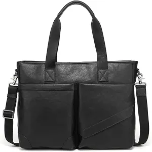 Cowhide Handbag Business Briefcase Male Leather Bag Shoulder Bag Short Business Trip Travel Men's Bag(E)
