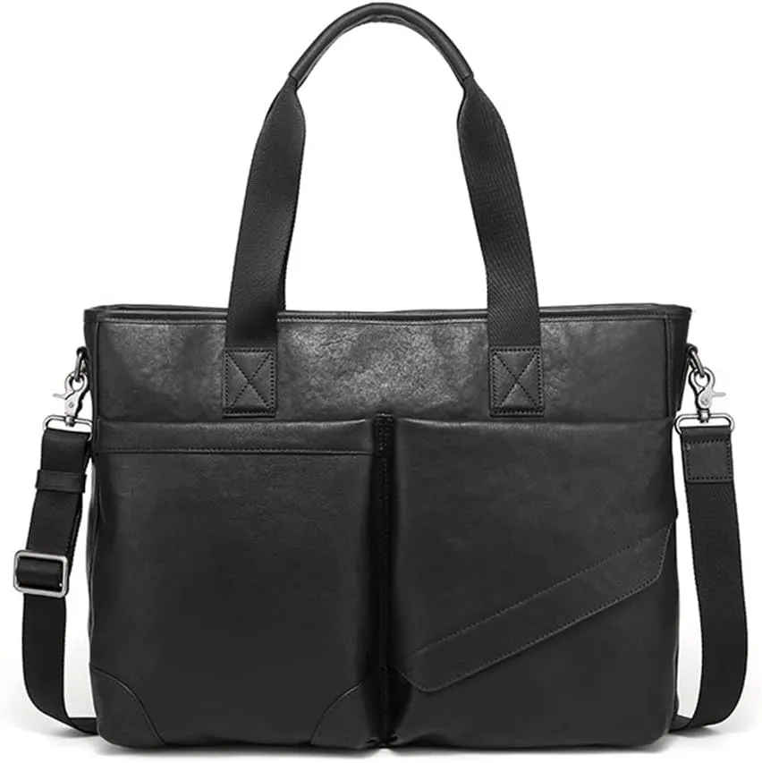 Cowhide Handbag Business Briefcase Male Leather Bag Shoulder Bag Short Business Trip Travel Men's Bag(E)