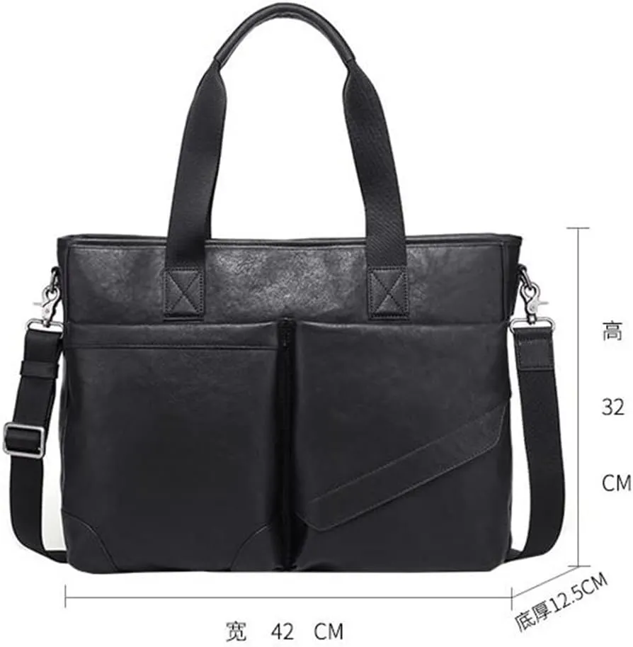 Cowhide Handbag Business Briefcase Male Leather Bag Shoulder Bag Short Business Trip Travel Men's Bag(E)