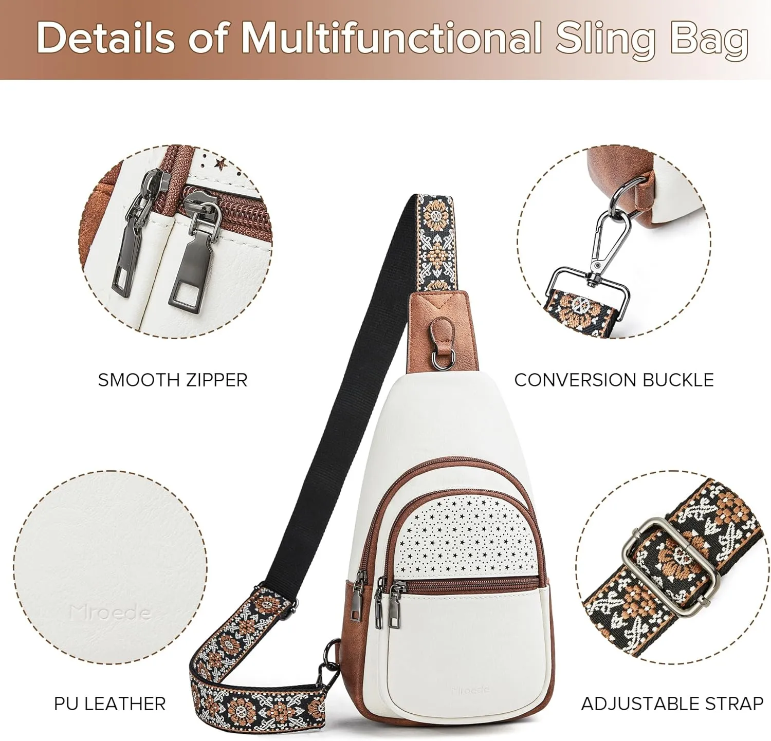 Crossbody Bags for Women 4-Pockets Sling Bag Fanny Pack Chest Purse Backpack Casual Daypacks Travel Shopping