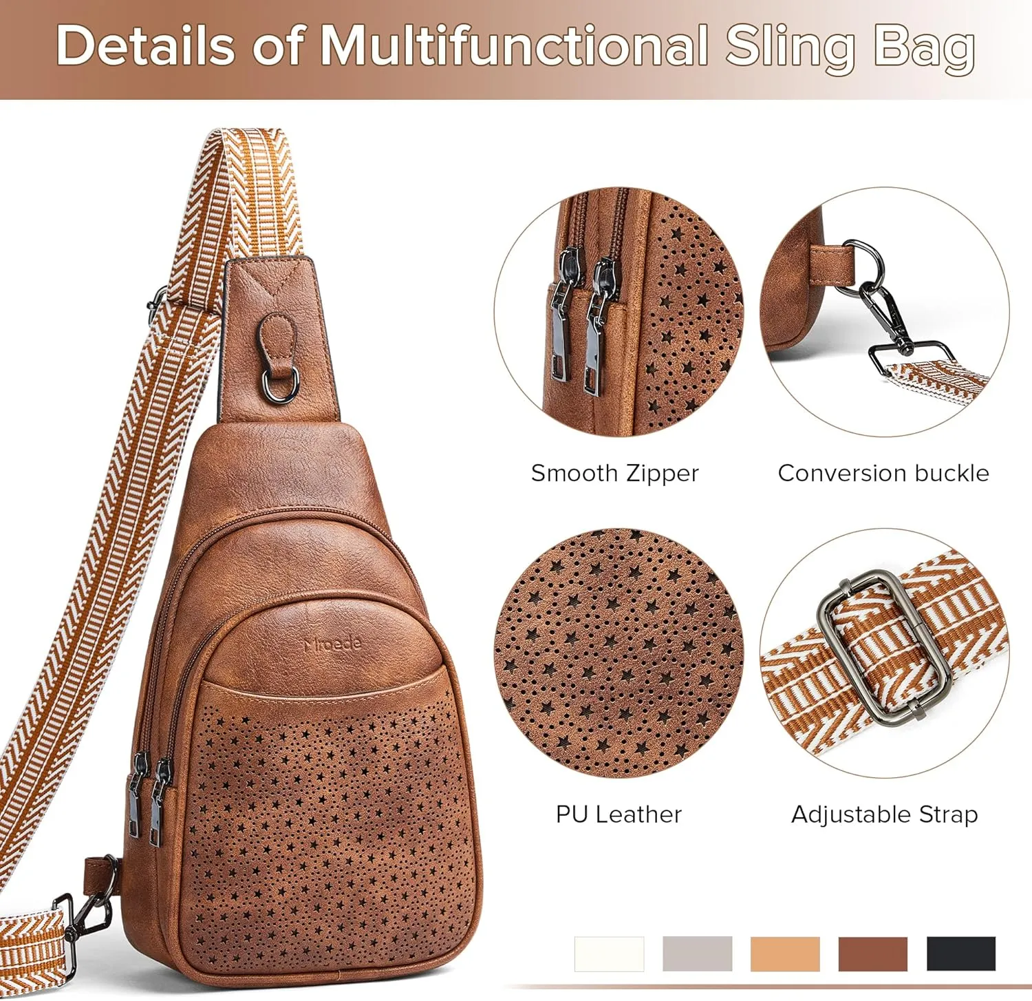 Crossbody Bags for Women 4-Pockets Sling Bag Fanny Pack Chest Purse Backpack Casual Daypacks Travel Shopping