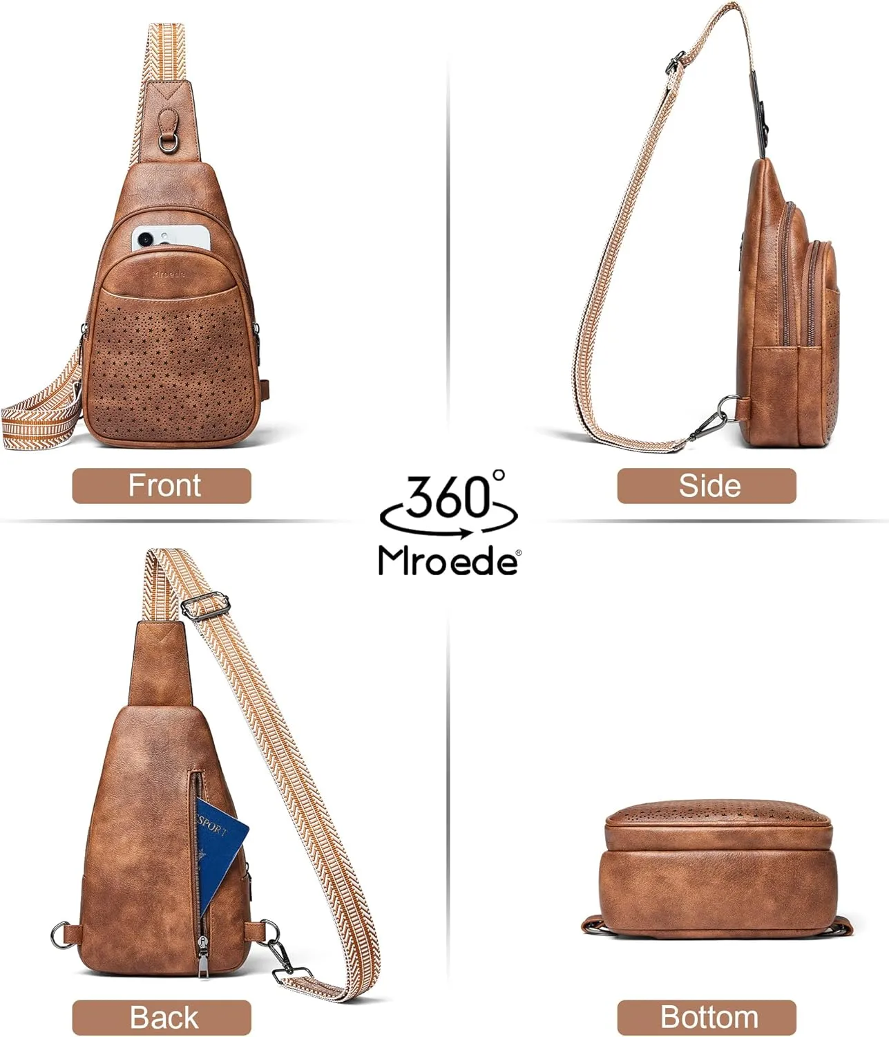 Crossbody Bags for Women 4-Pockets Sling Bag Fanny Pack Chest Purse Backpack Casual Daypacks Travel Shopping