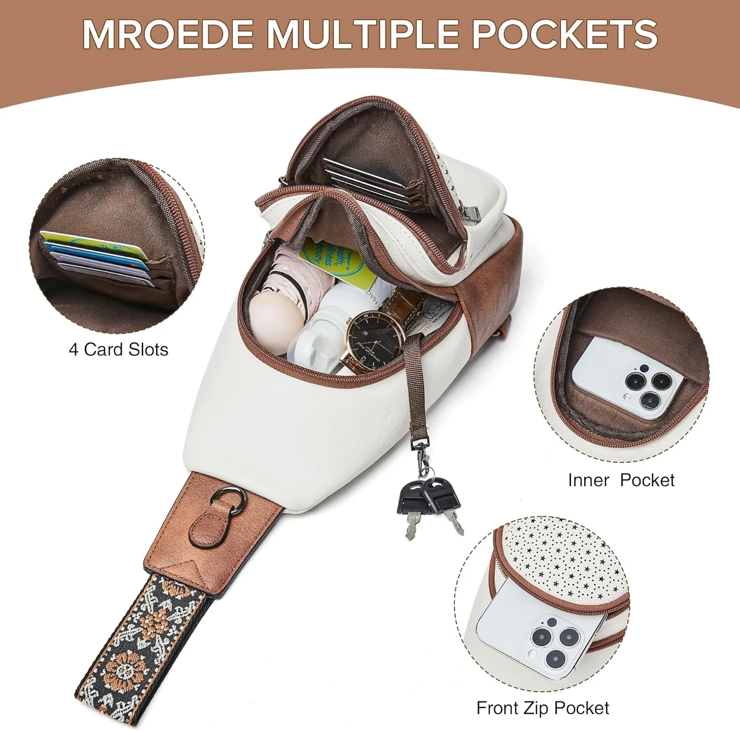 Crossbody Bags for Women 4-Pockets Sling Bag Fanny Pack Chest Purse Backpack Casual Daypacks Travel Shopping