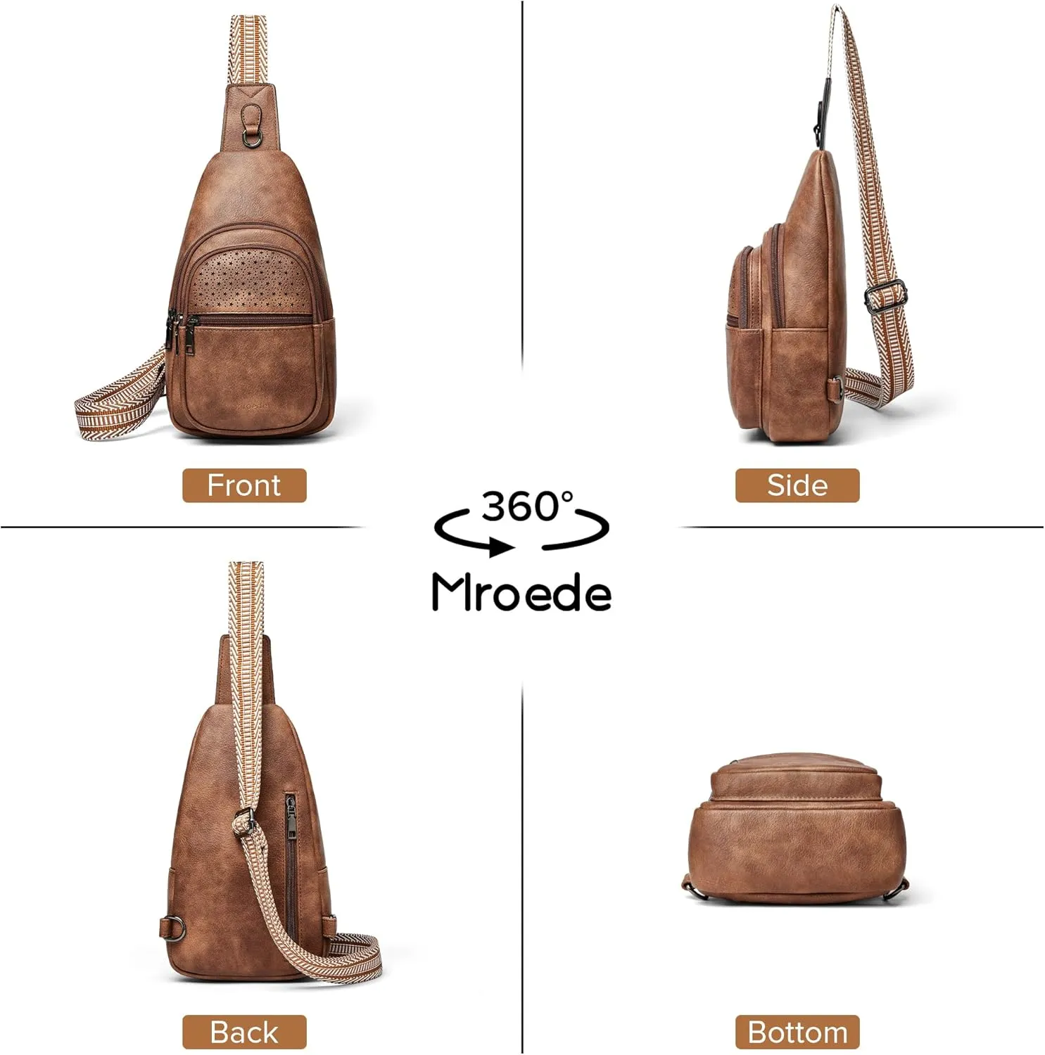 Crossbody Bags for Women 4-Pockets Sling Bag Fanny Pack Chest Purse Backpack Casual Daypacks Travel Shopping