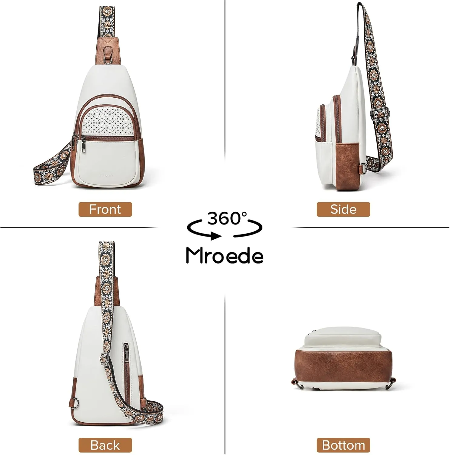 Crossbody Bags for Women 4-Pockets Sling Bag Fanny Pack Chest Purse Backpack Casual Daypacks Travel Shopping
