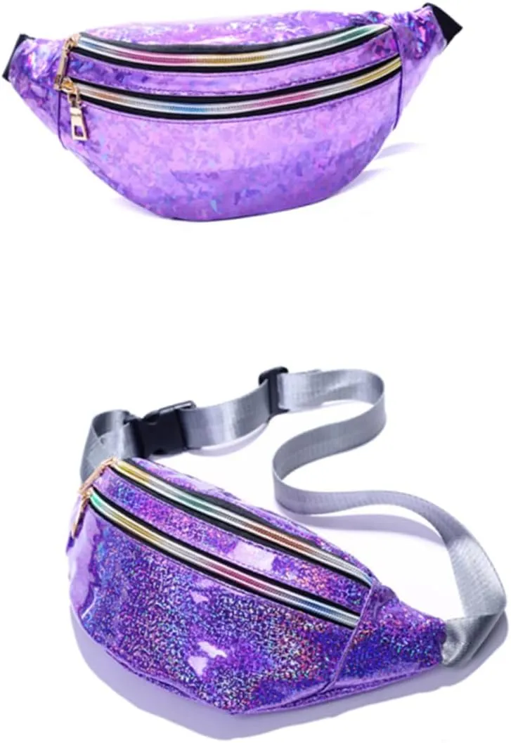 Crossbody Bags for Women Reflective Sequins Waist Pouch Large Capacity Outdoor Waist Bag Fashionable Ladies Travel Accessory