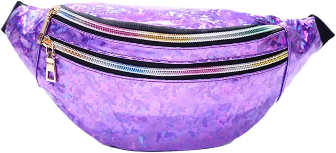 Crossbody Bags for Women Reflective Sequins Waist Pouch Large Capacity Outdoor Waist Bag Fashionable Ladies Travel Accessory