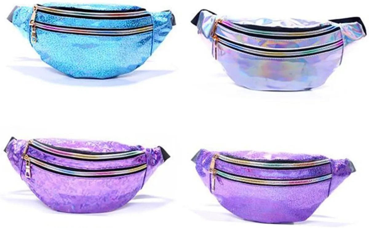 Crossbody Bags for Women Reflective Sequins Waist Pouch Large Capacity Outdoor Waist Bag Fashionable Ladies Travel Accessory