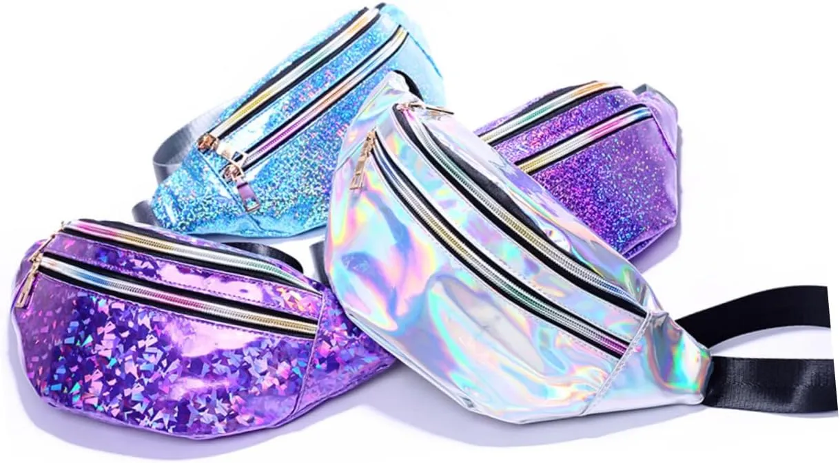 Crossbody Bags for Women Reflective Sequins Waist Pouch Large Capacity Outdoor Waist Bag Fashionable Ladies Travel Accessory
