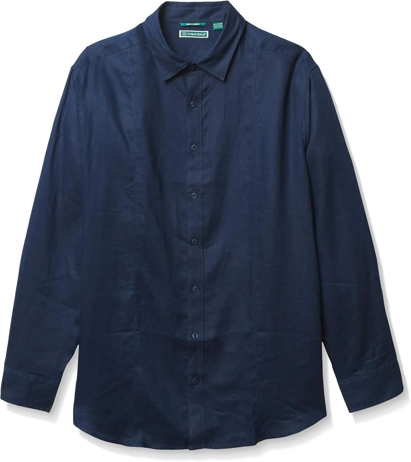 Cubavera Men's Long Sleeve 100% Linen Shirt With Pintuck Detail, Spread Collar, Relaxed Fit, Lightweight & Breathable