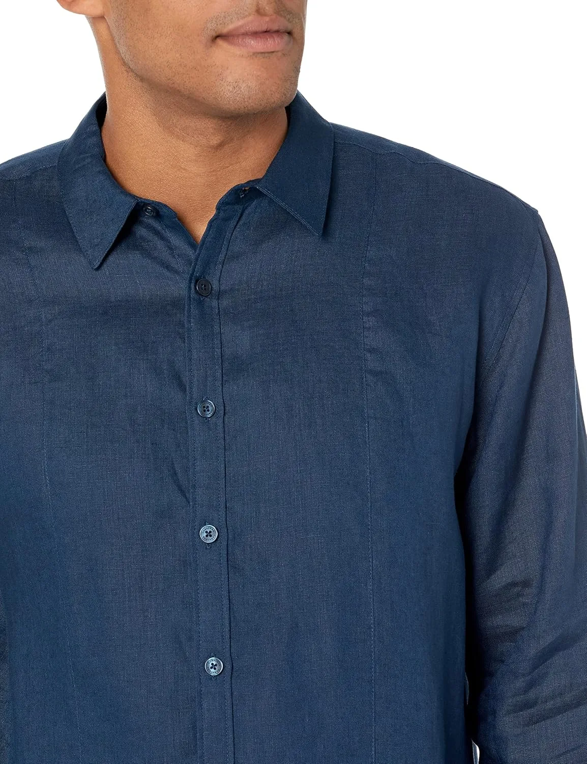 Cubavera Men's Long Sleeve 100% Linen Shirt With Pintuck Detail, Spread Collar, Relaxed Fit, Lightweight & Breathable
