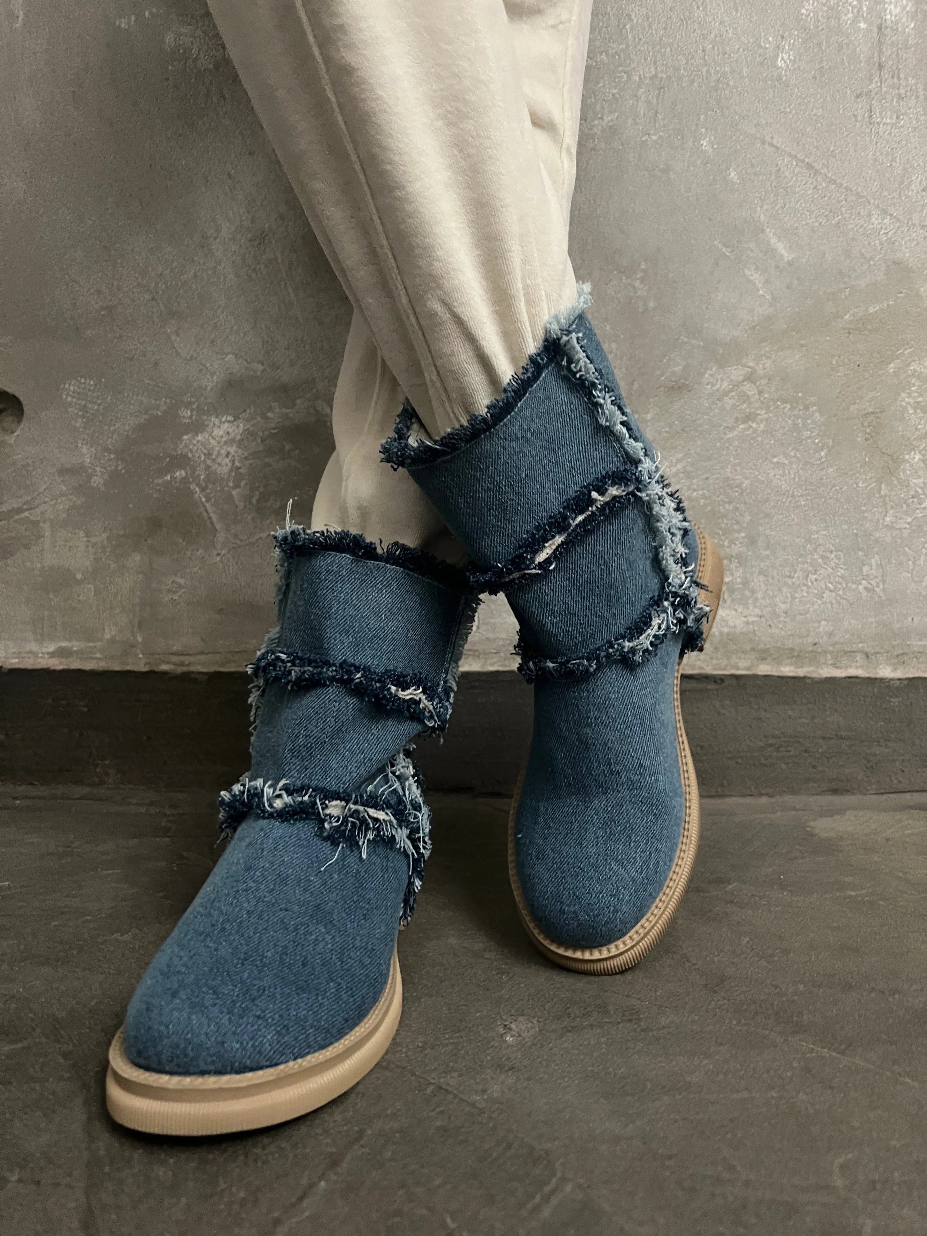 Denim Ripped Boots