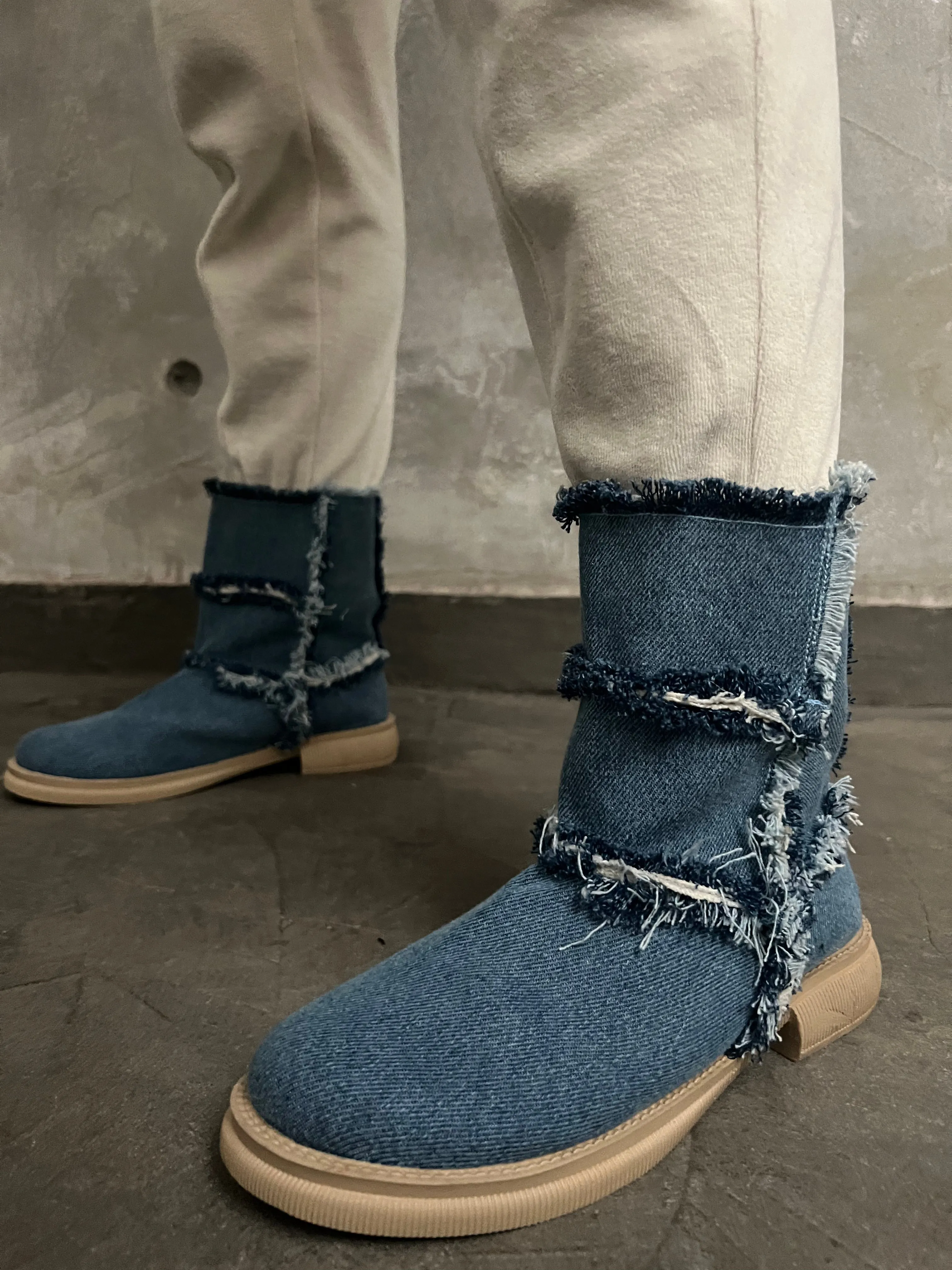 Denim Ripped Boots