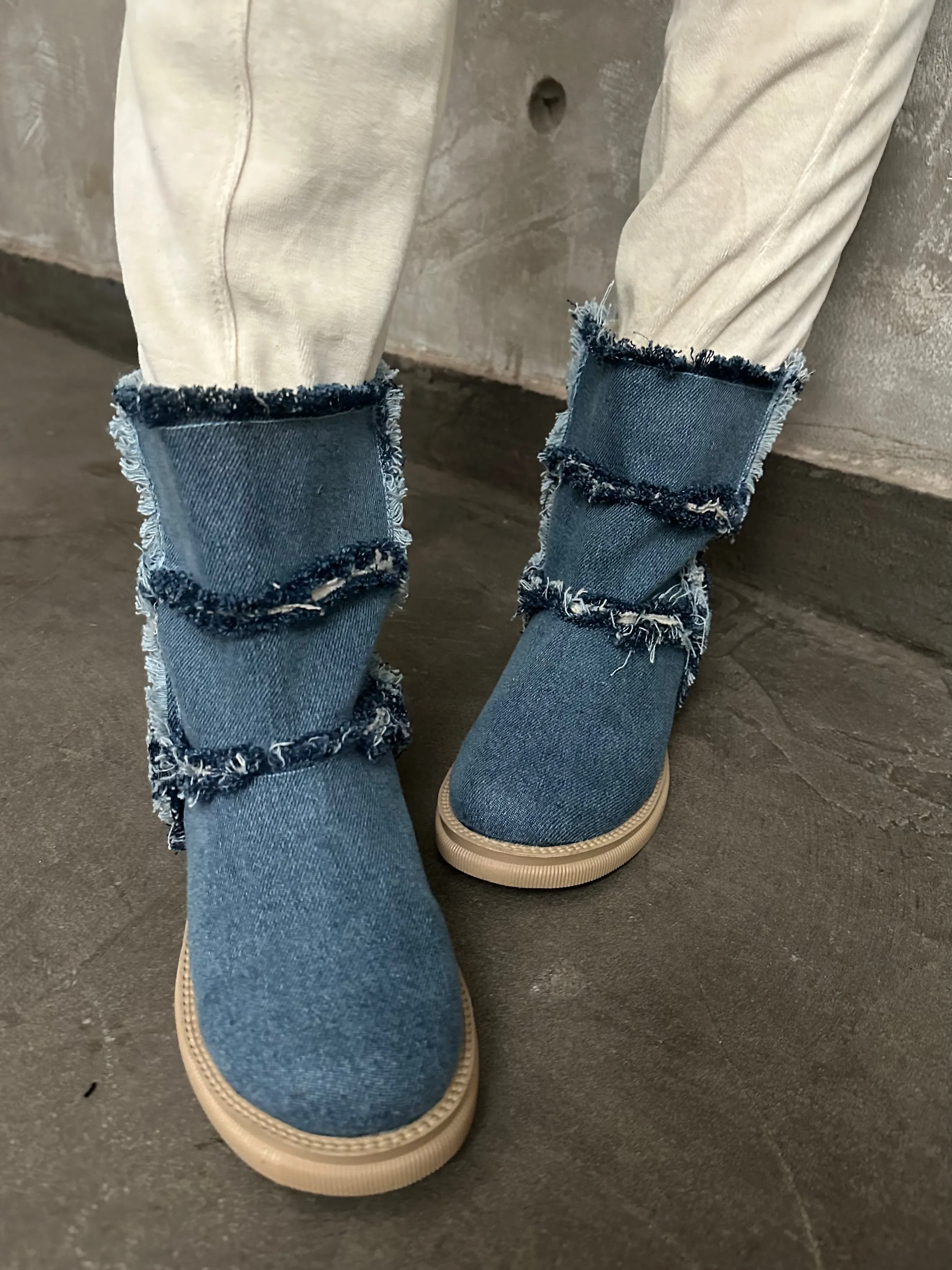 Denim Ripped Boots