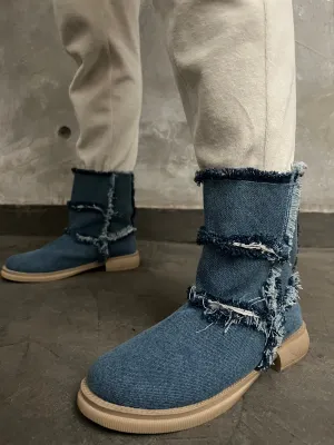 Denim Ripped Boots