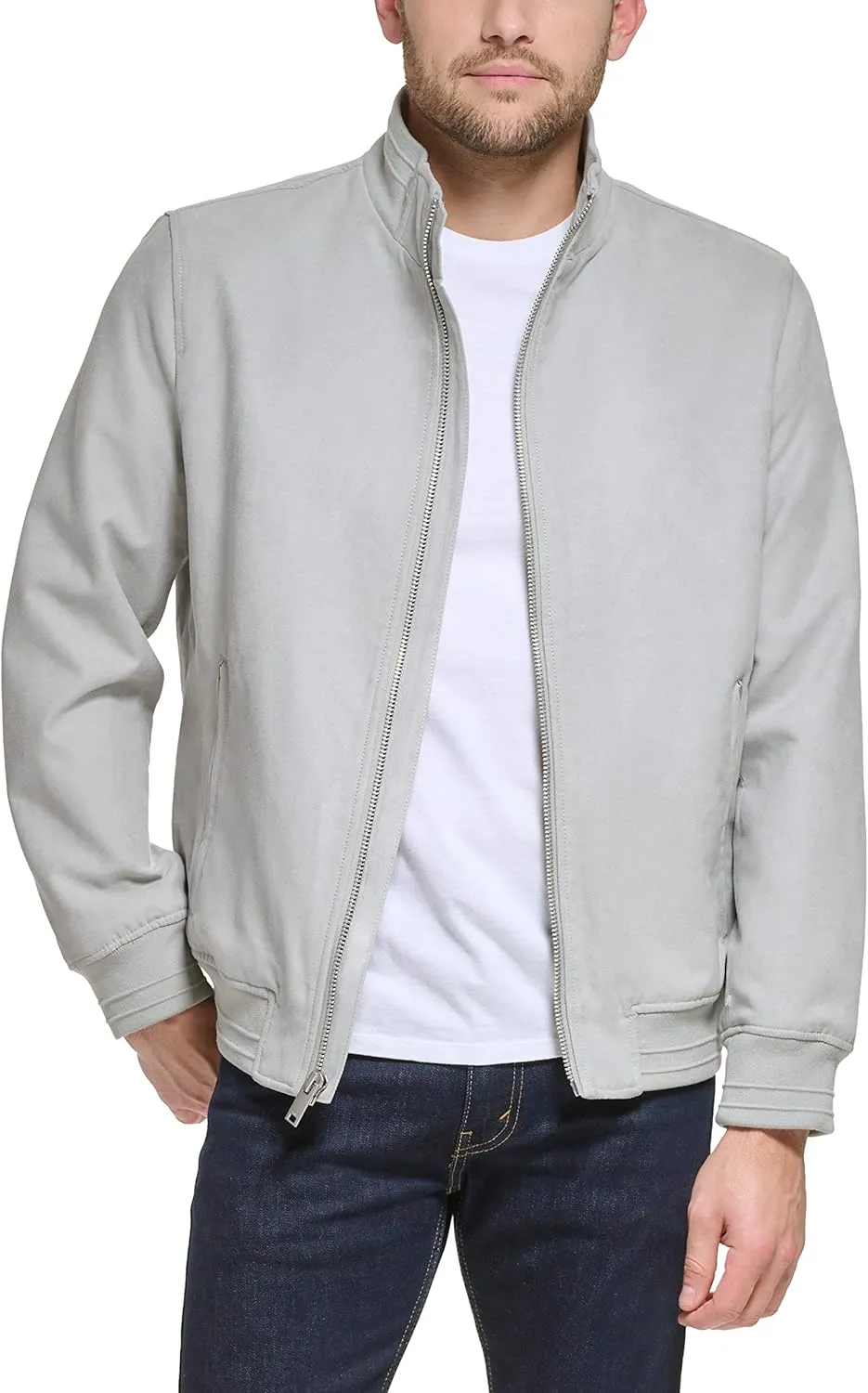 DKNY Men's Modern Knit Collar Bomber Jacket