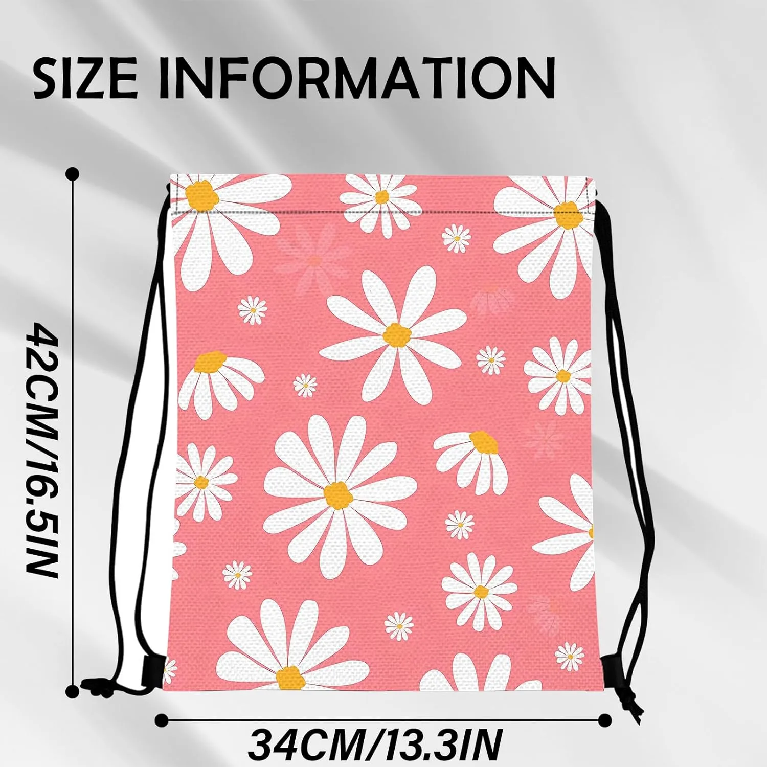 Drawstring Backpack for String Bag Waterproof Cute Sports Beach Swimming Travel (13"17")-Daisy