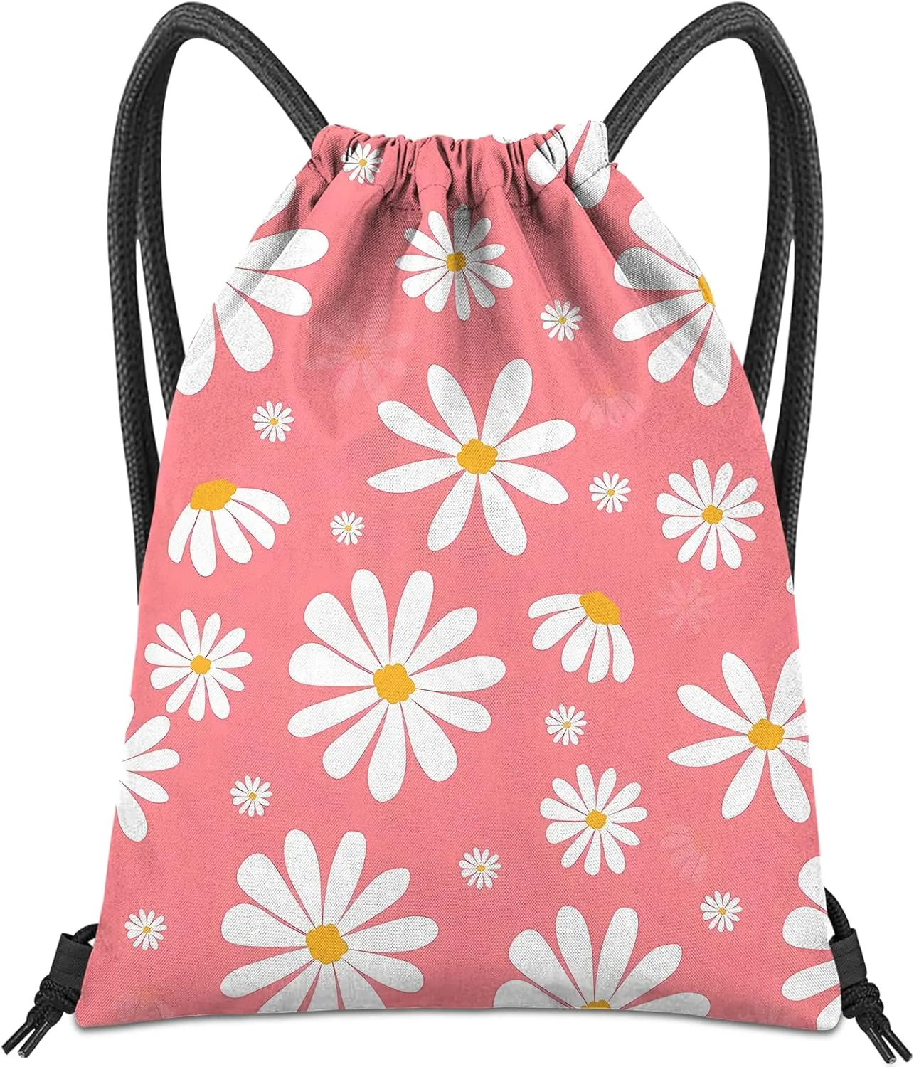 Drawstring Backpack for String Bag Waterproof Cute Sports Beach Swimming Travel (13"17")-Daisy