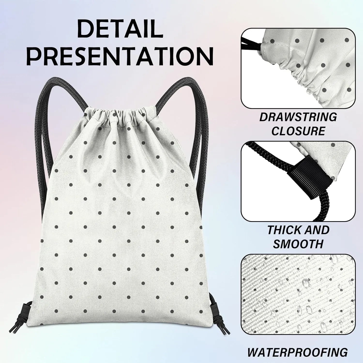 Drawstring Backpack for String Bag Waterproof Cute Sports Beach Swimming Travel (13"17")-Wave Point