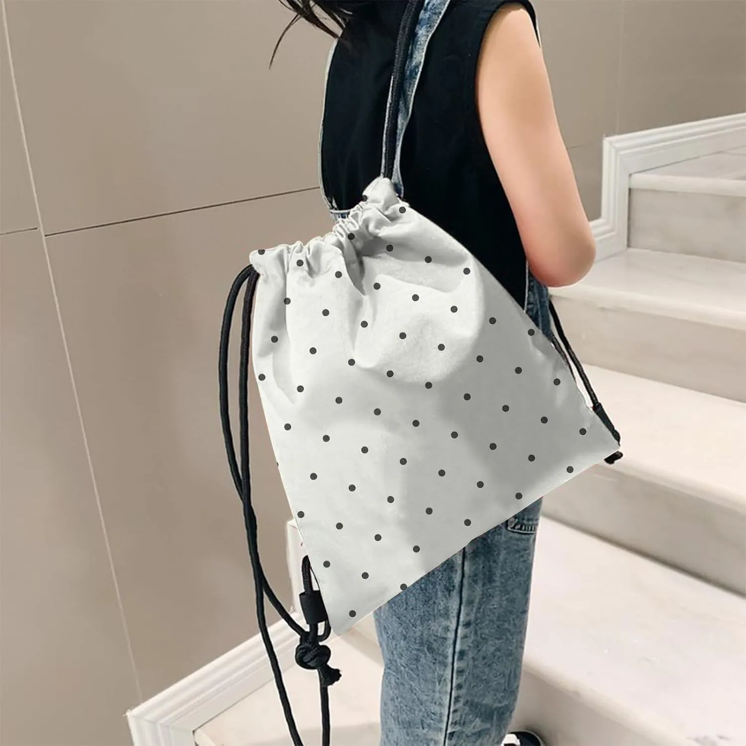 Drawstring Backpack for String Bag Waterproof Cute Sports Beach Swimming Travel (13"17")-Wave Point
