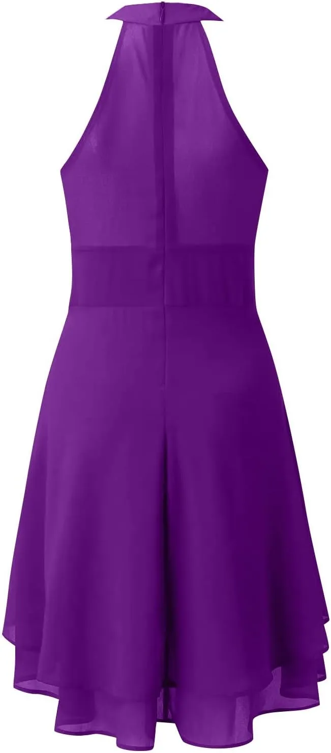 Dress Elegant for Women for Wedding 2025 Women's Halter Neck Sexy Split Cocktail Party Mini Short Formal Dresses
